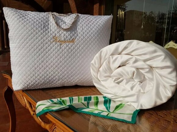 Шелковое одеяло Kingsilk Elisabette Premium всесезонное, белое